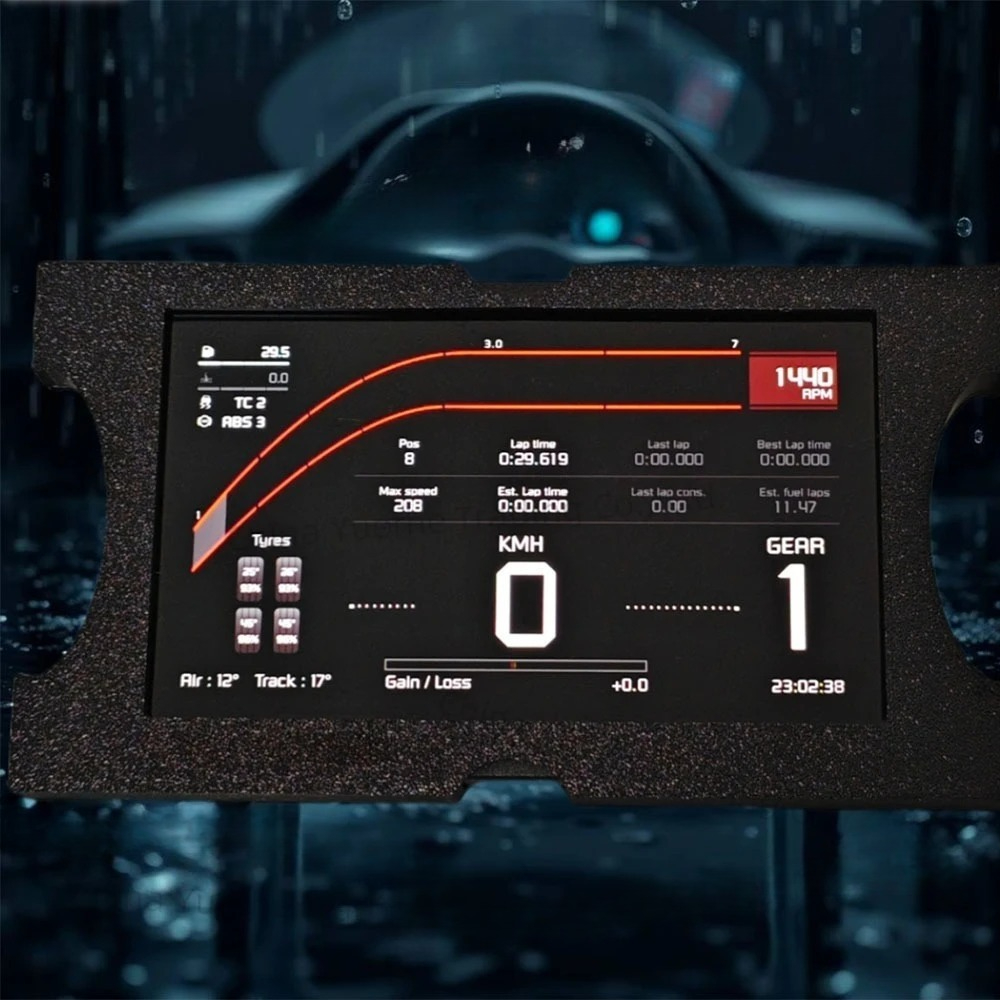 Sim Racing Dashboard Screen Display - Layar Dashboard Multifungsi Game Simracing 5-inci