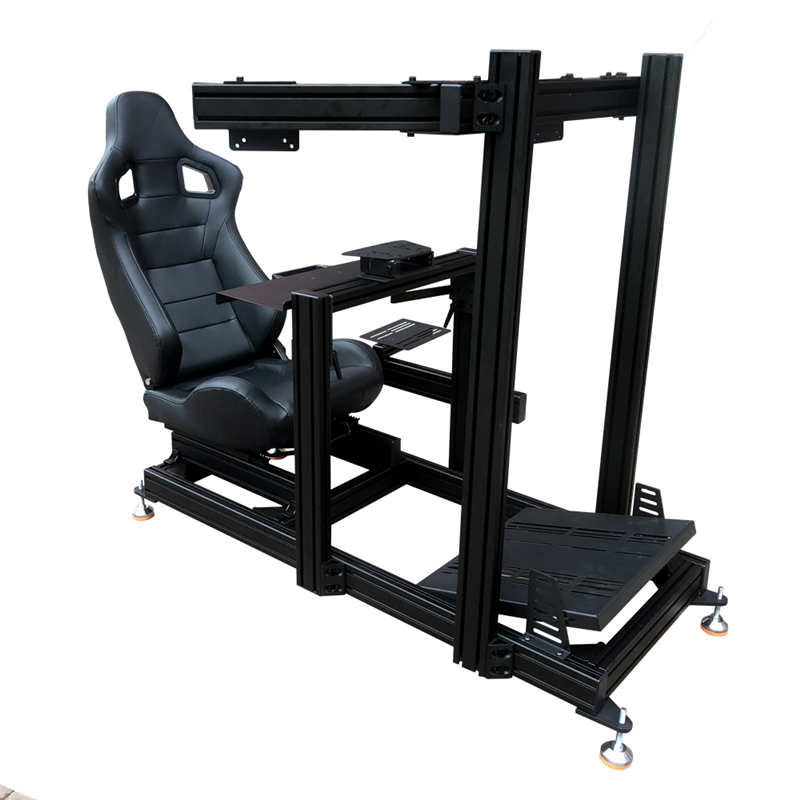 Triple Monitor Stand Sim Racing - Profil Aluminium T-Slot untuk Permainan Balap,