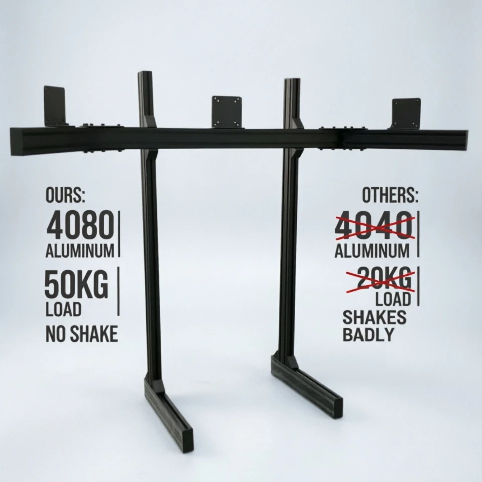 Statif Monitor Tiga Layar Alum - Triple Monitor Stand Sim Racing ulasan dan harga